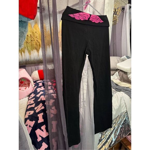Victoria's Secret VS neon hot pink angel wings supermodel Yoga Leggings pants la - Picture 6 of 8